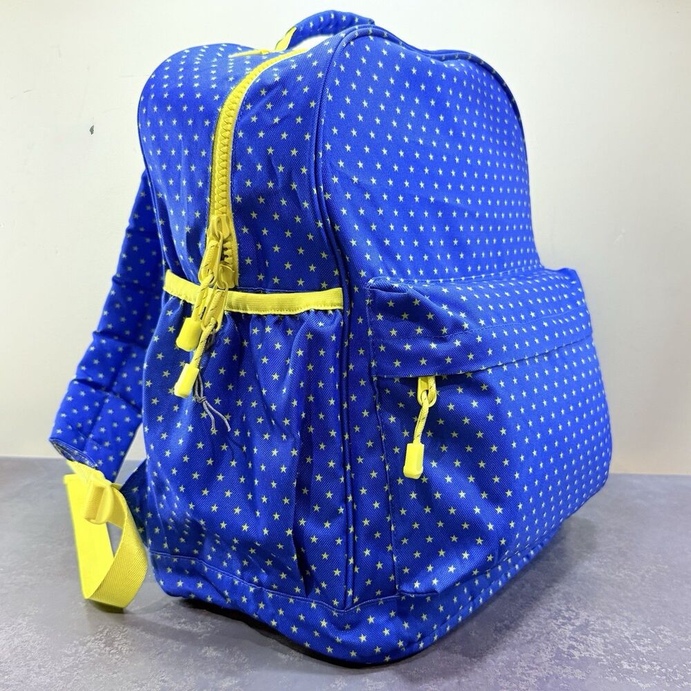 Crate & Kids Large Backpack | Blue Yellow Lucky Star Print | 17” School NWOT